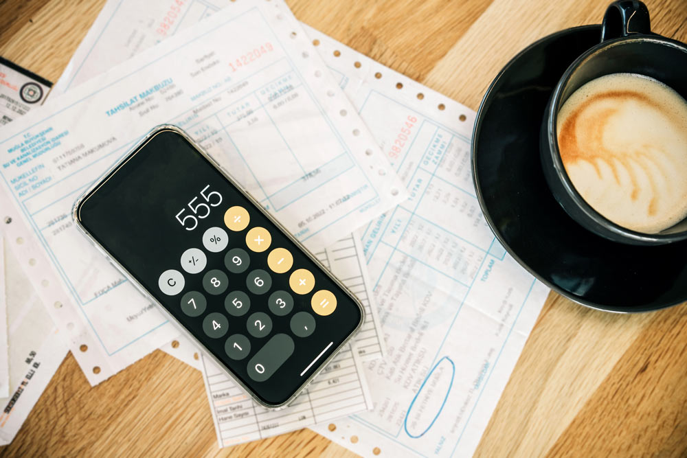 En miniräknare på en smartphone