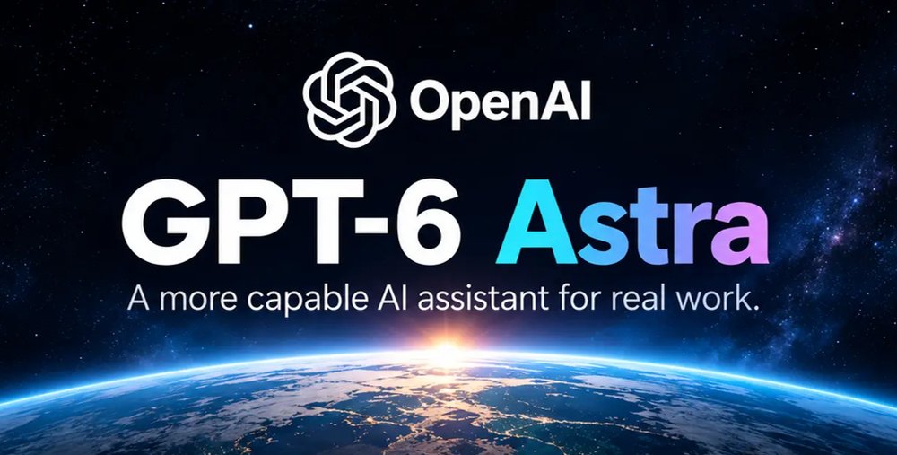 Jorden sedd från rymden med texten GPT-6 Astra